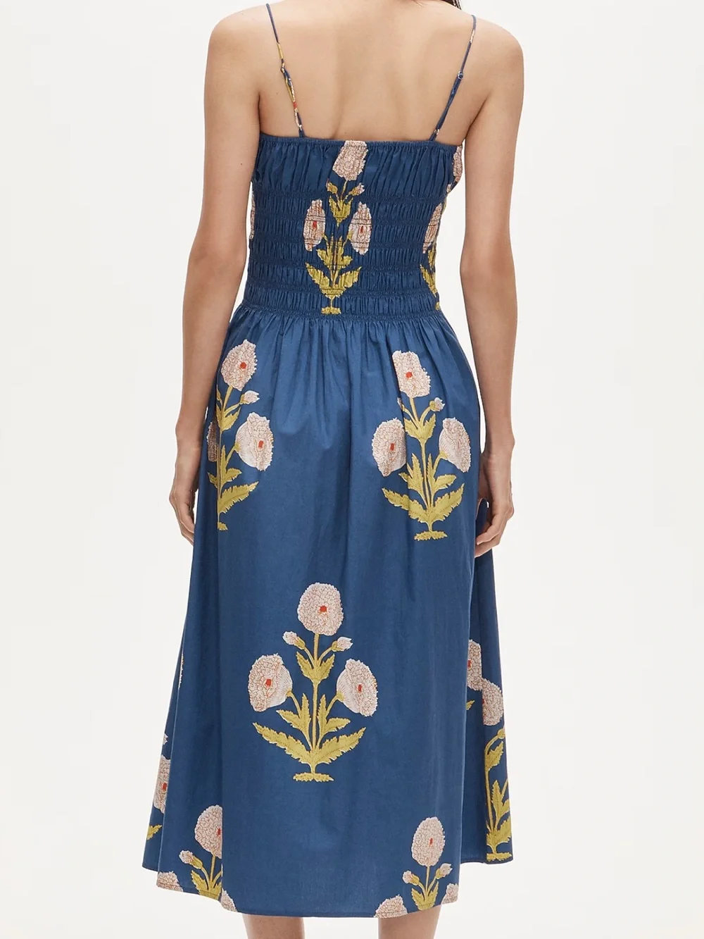 J. Crew Blue Floral Embroidered Midi Dress Size M